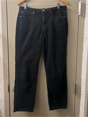 Quince Black Corduroy Organic Cotton Stretch Straight Leg Pants Size 10
